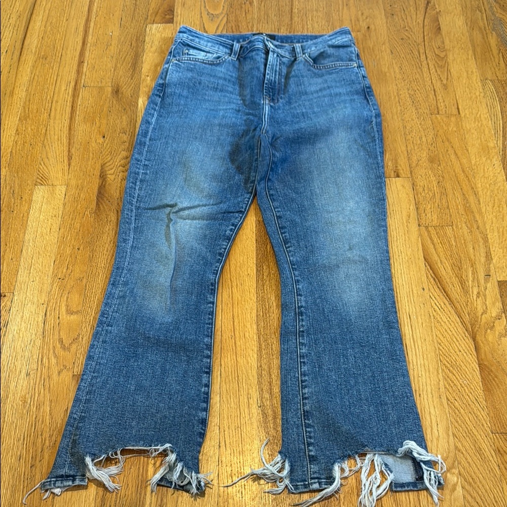 7 For All Mankind High Waist Slim Kick Distressed Blue Women's Jeans Size 28 - Picture 2 of 7